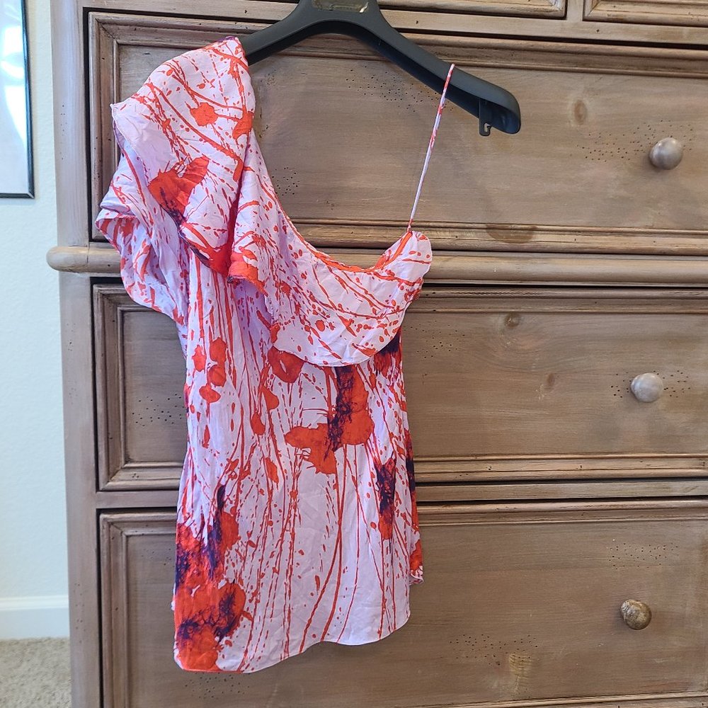 100% Silk one shoulder elle Tahari blouse